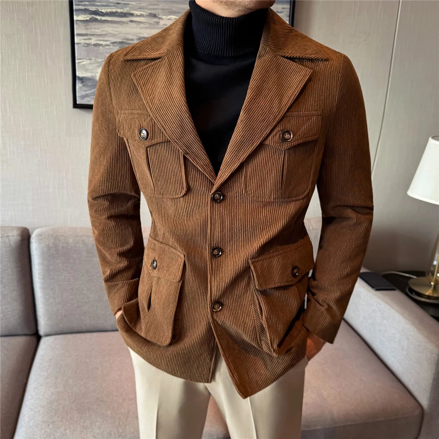 Slim Fit Corduroy Coat