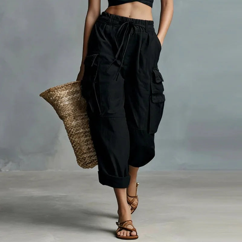 Women's Relaxed Drawstring Cargo Pants