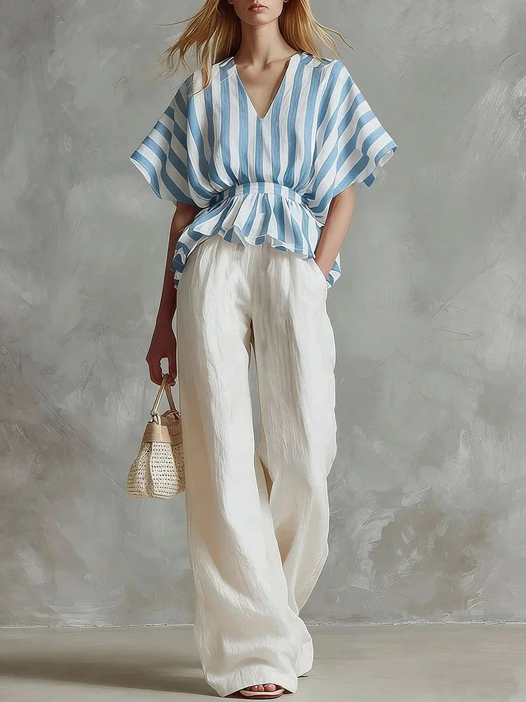 Women's Striped Two-Piece Set