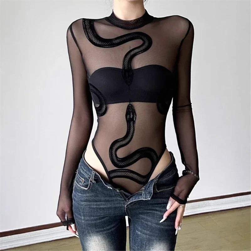 Women's Sheer Snake Bodysuit