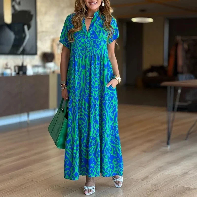 Women's Printed Pocket Maxi Dress