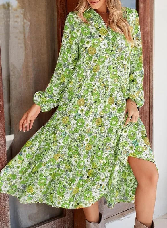 Women's Floral Bohemian Maxi Dress