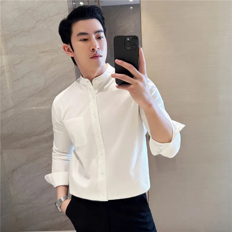 Slim Fit Striped Long-Sleeve Shirt