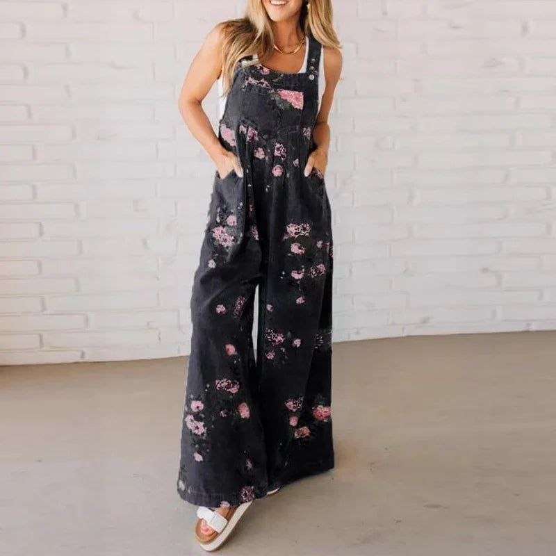 Women's Elegant Floral Wide Leg Jumpsuit