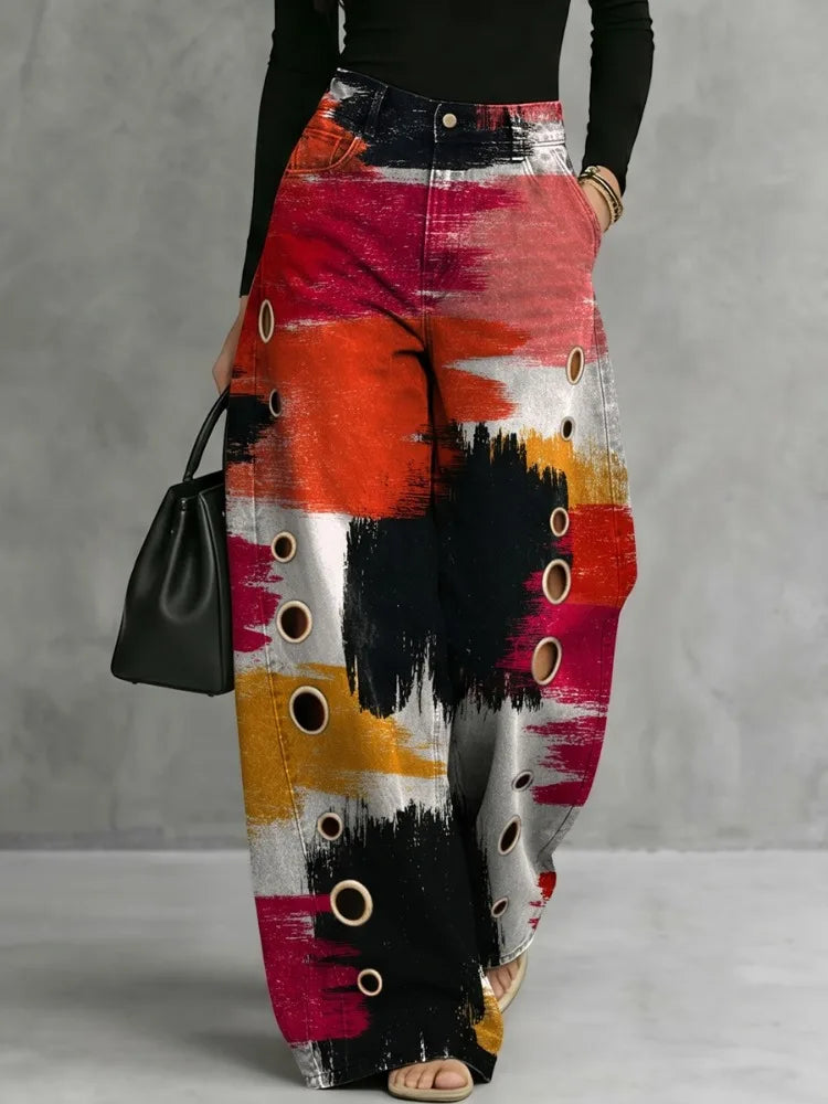 Women's Printed Wide Leg Trousers