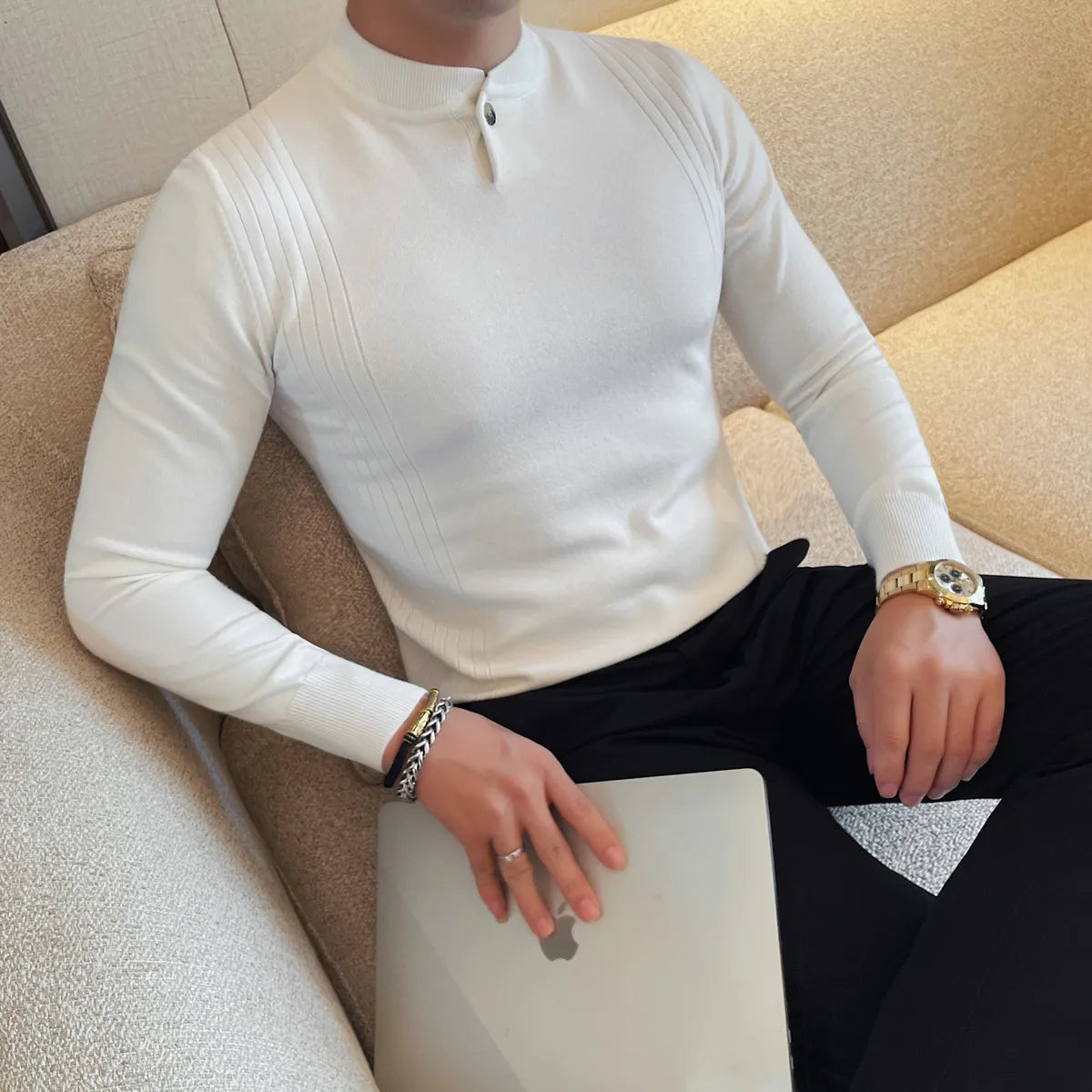 Slim Fit Long-Sleeve Knit Sweater
