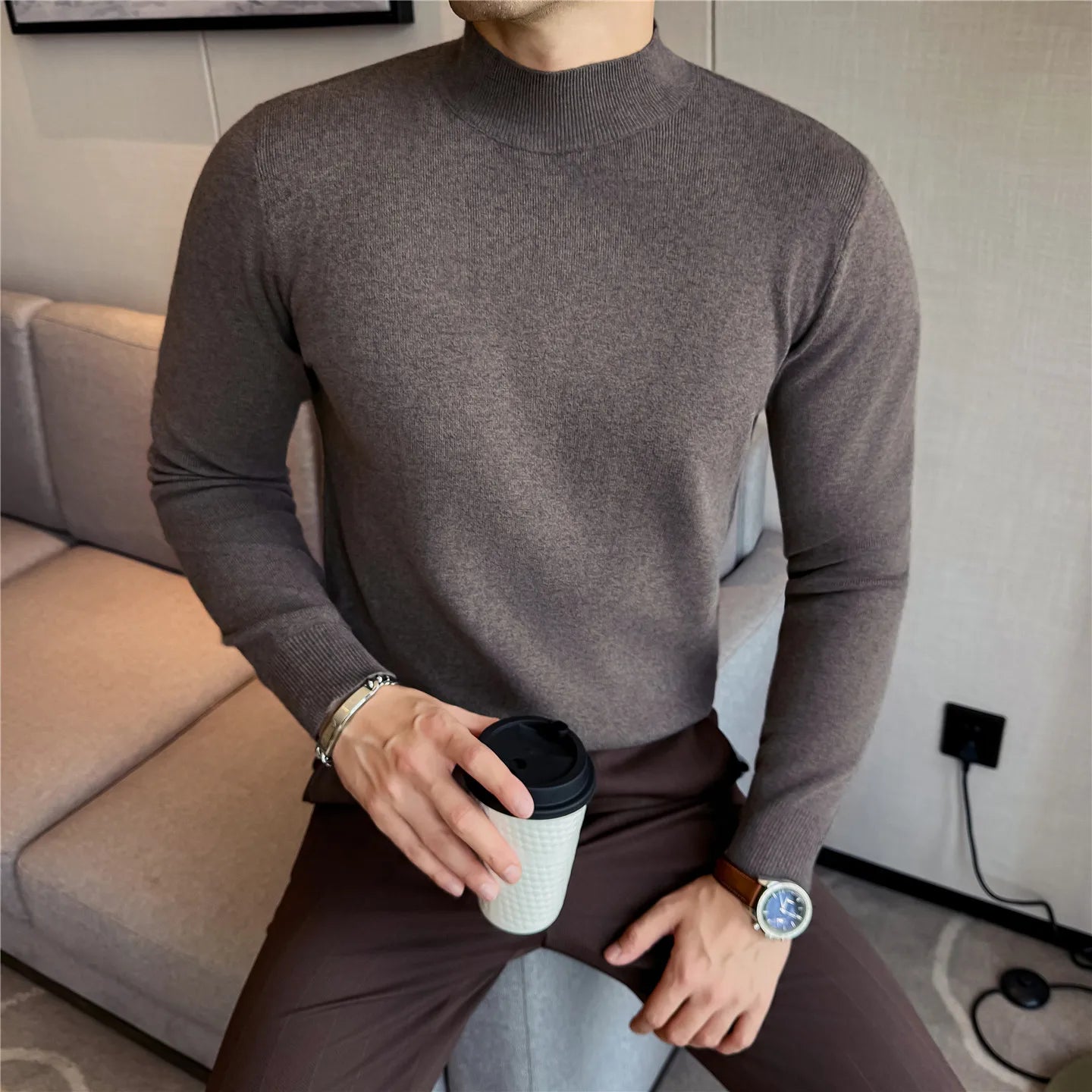 Slim Fit Wool Long-Sleeve Knit Sweater