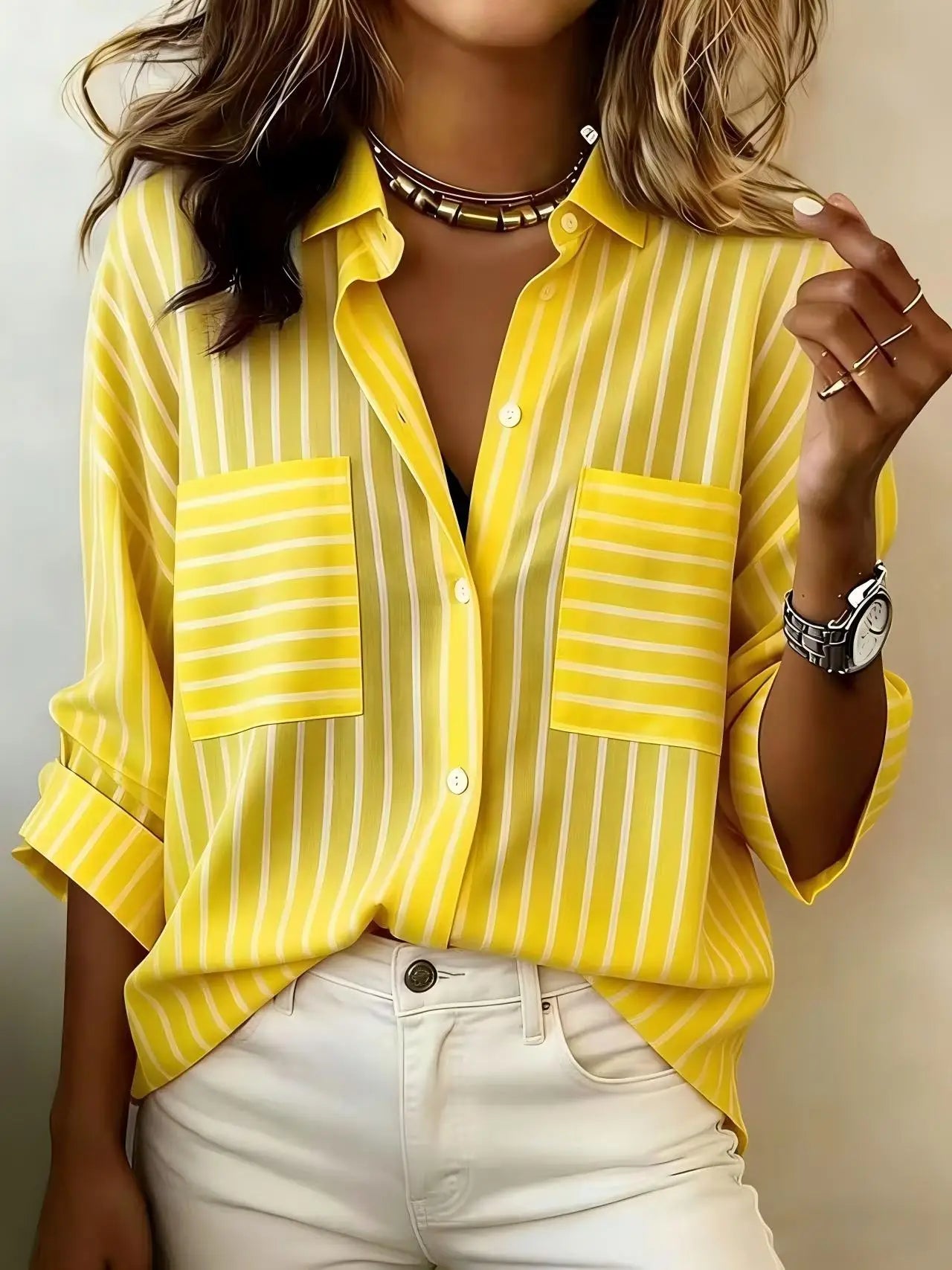 Women's Striped Button Down Shirt