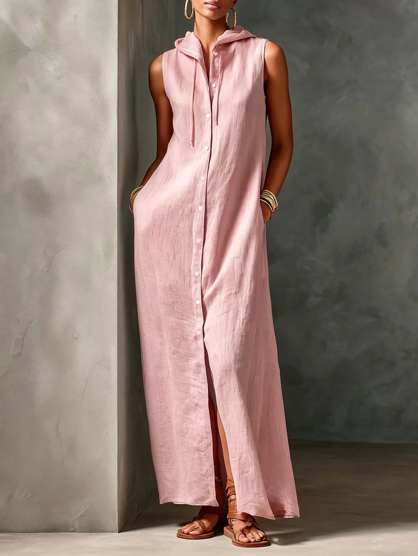 Women's Hooded Relaxed Maxi Dress