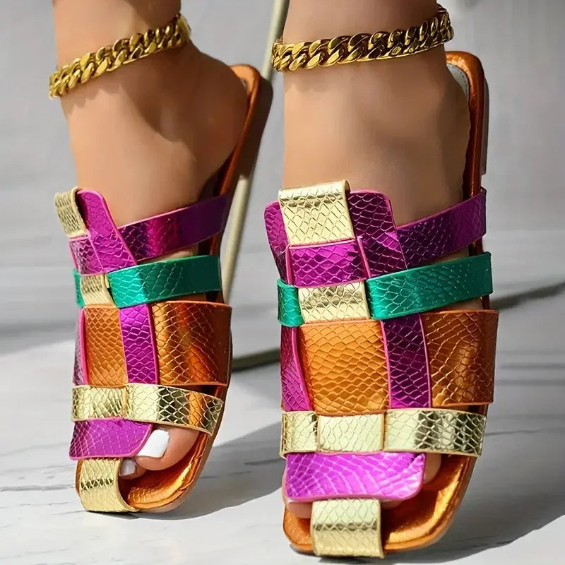 Women's Woven Mosaic Flat Sandals