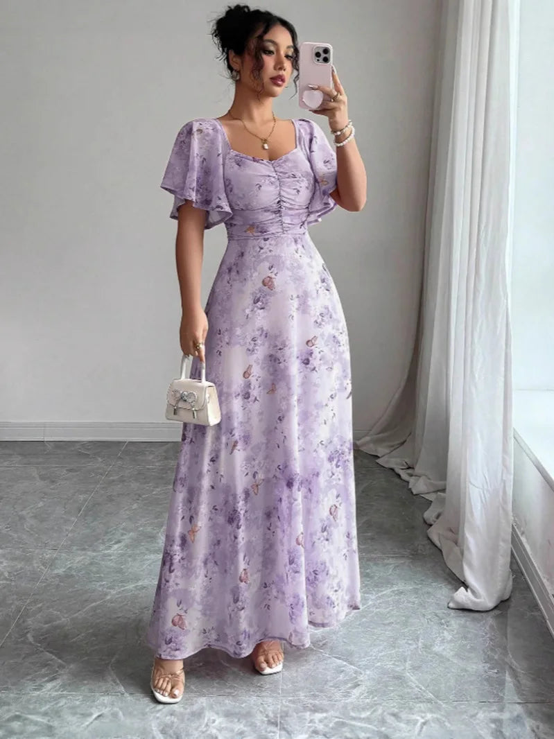 Women's Puff Sleeve Midi Dress