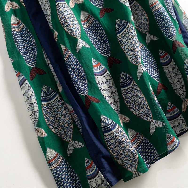 Women's Fish Print Midi Dress