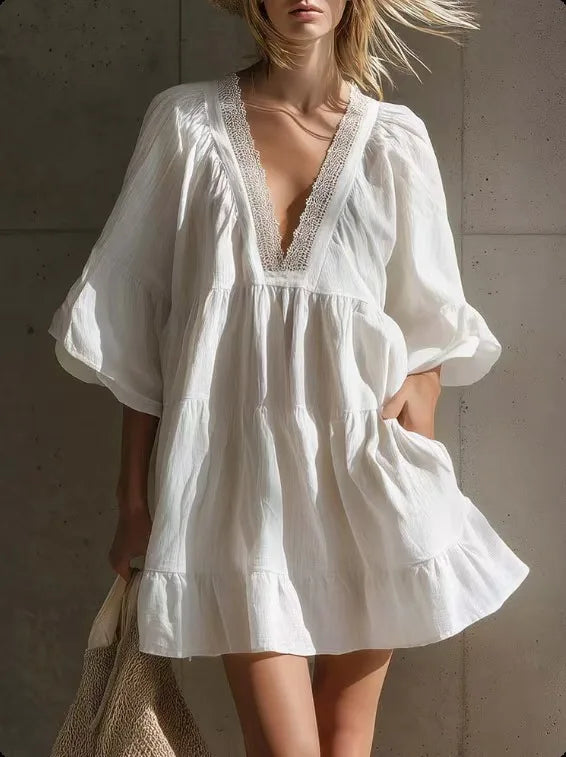 Women's Lace Trim Mini Dress