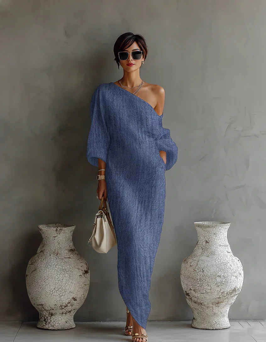 Women's Linen One Shoulder Dress