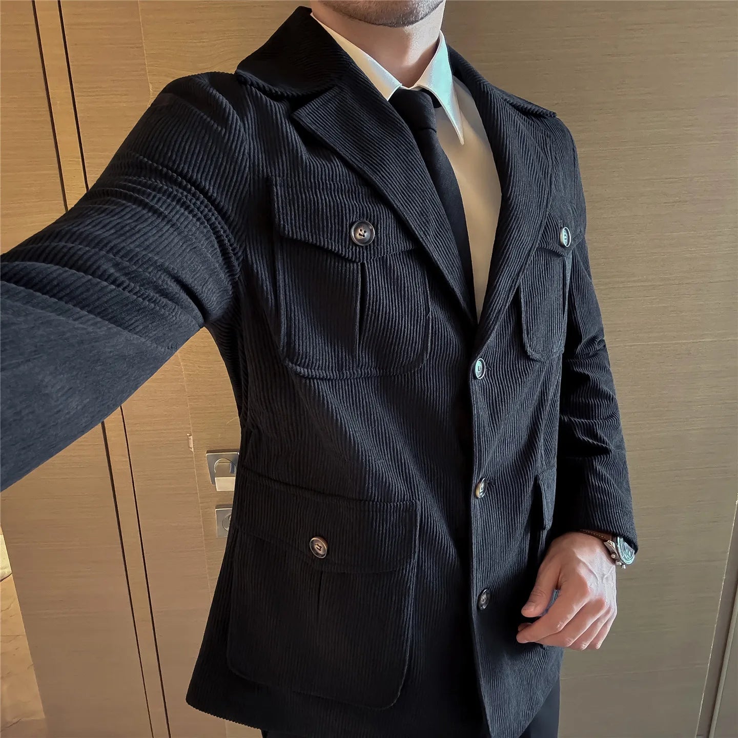 Slim Fit Corduroy Coat