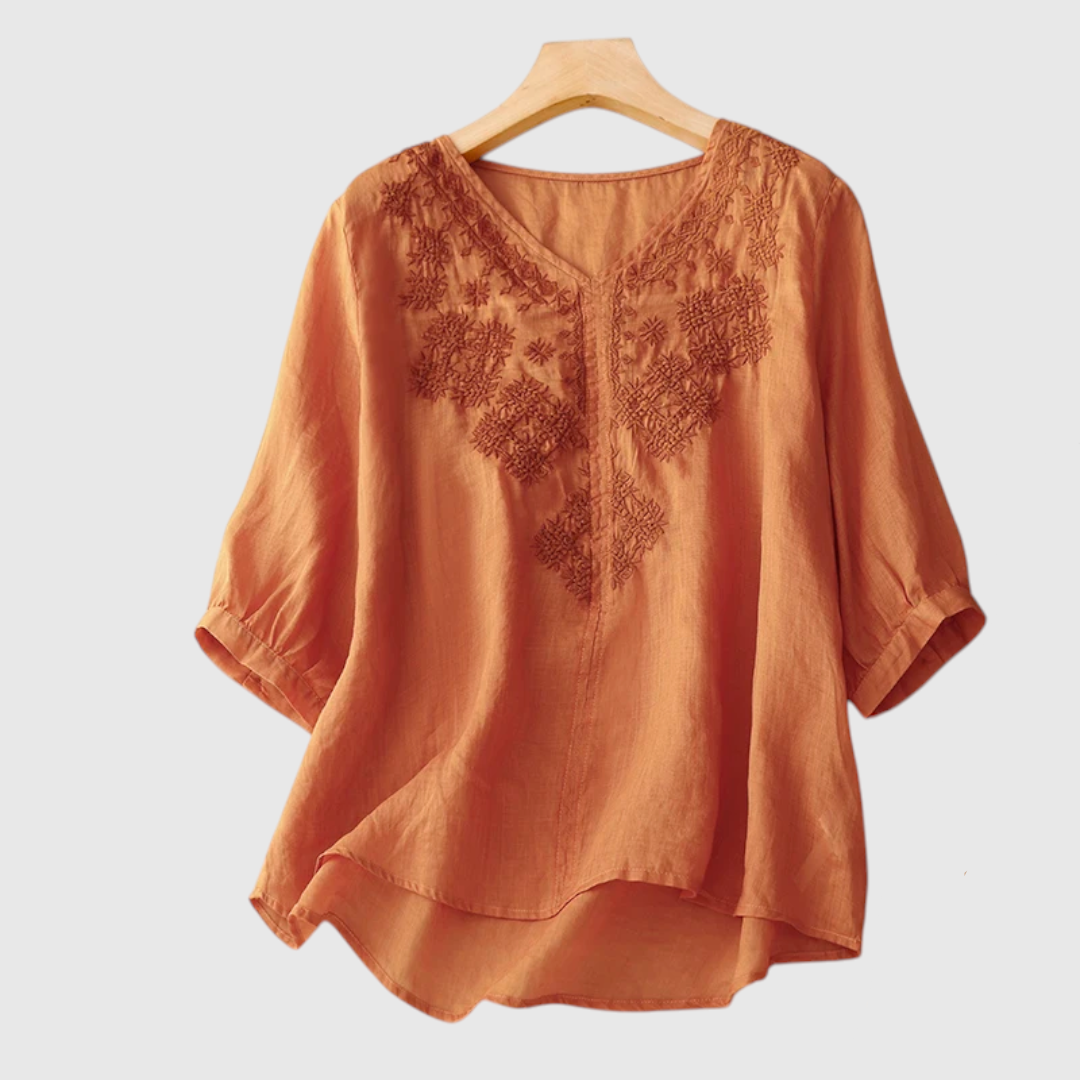 Women's Embroidered Linen Blouse