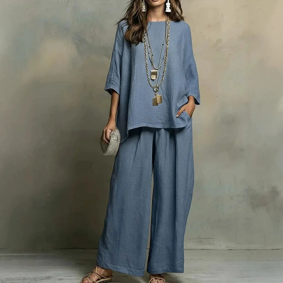 Women's Breathable Linen Pant Set
