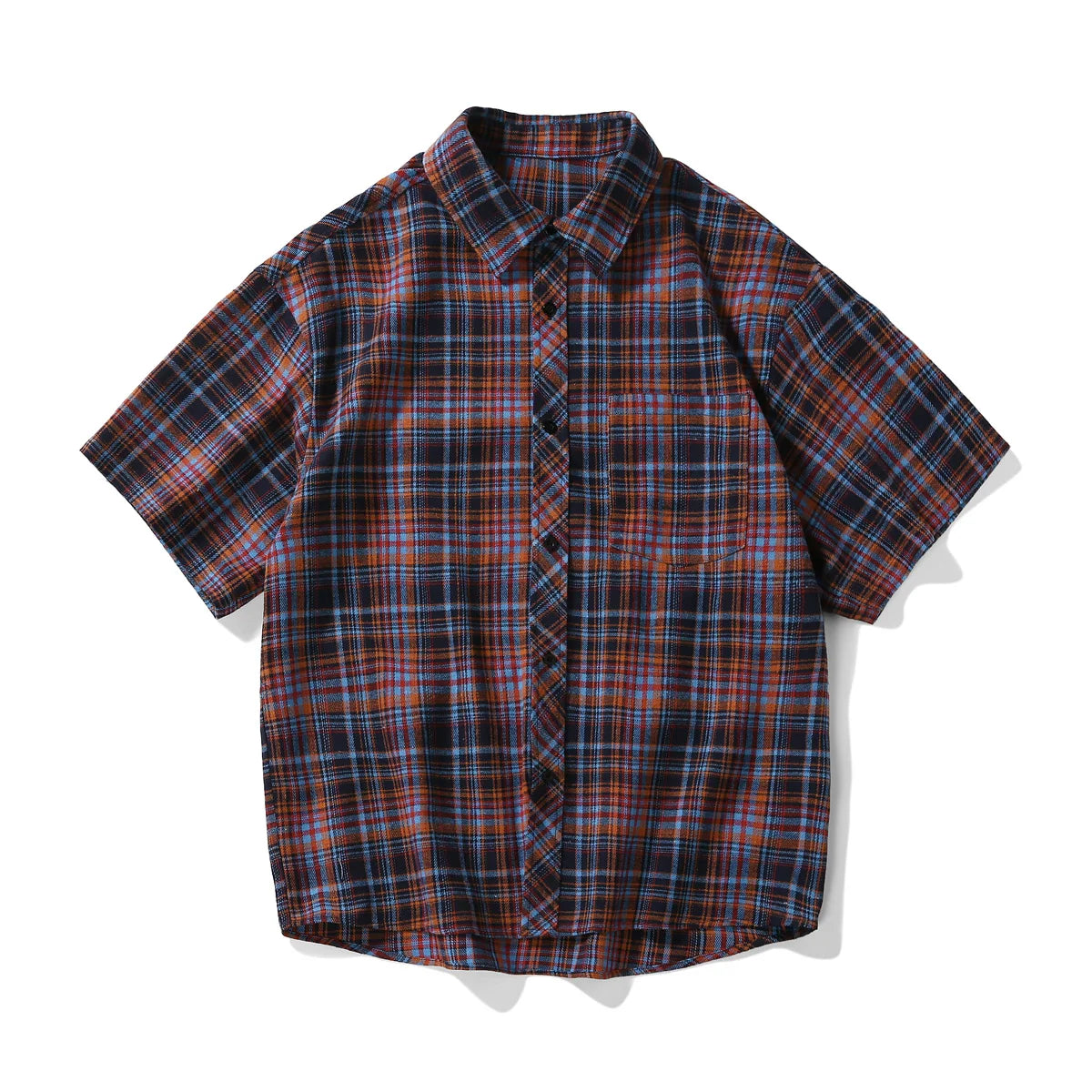 Relaxed Fit Plaid Short-Sleeve Dress Shirt