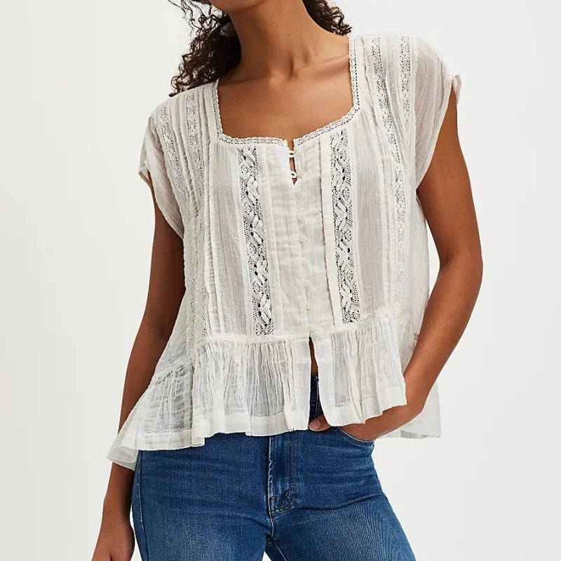 Women's Ruffle Hem Sleeveless Blouse