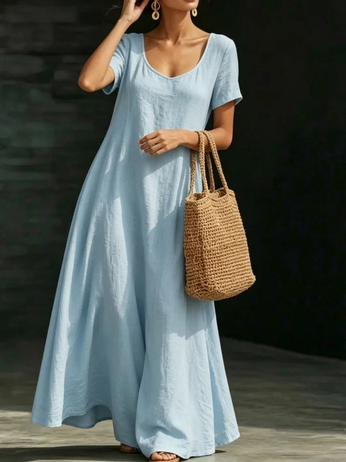 Women's Casual Loose Fit a Line Maxi Dress