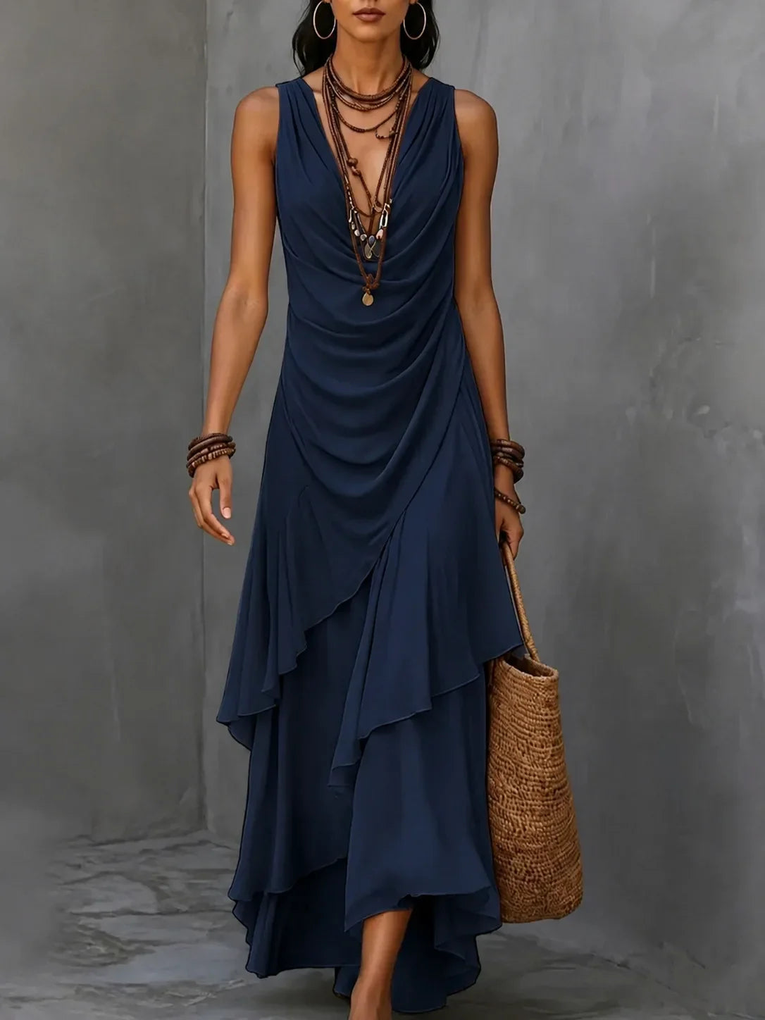 Women's Bohemian Ruffle Maxi Dress