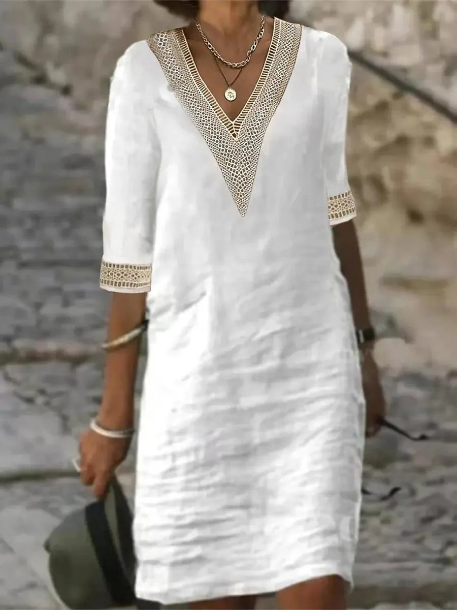 Women's V Neck Casual Mini Dress