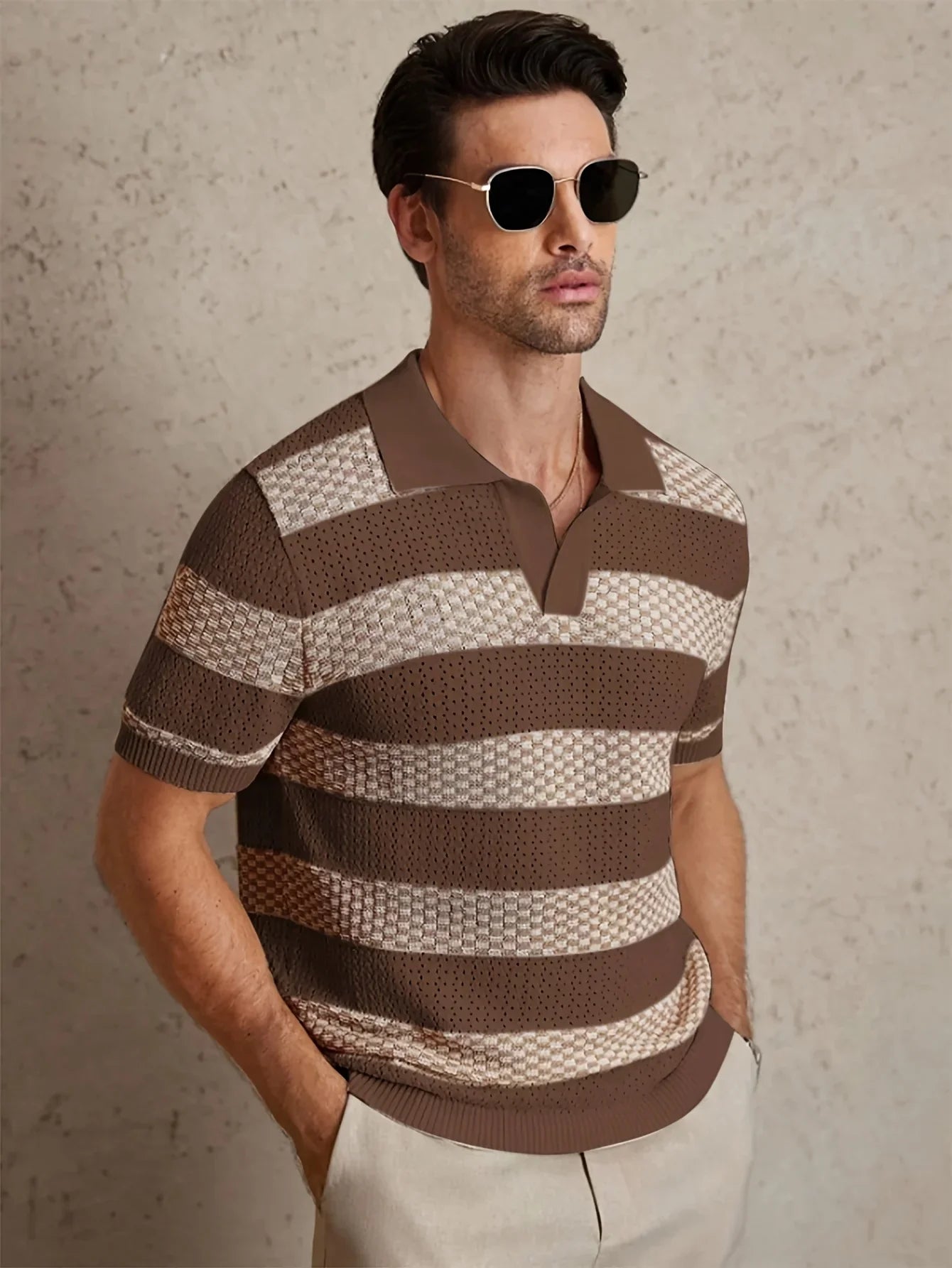 Women's Striped Knit Polo Shirt