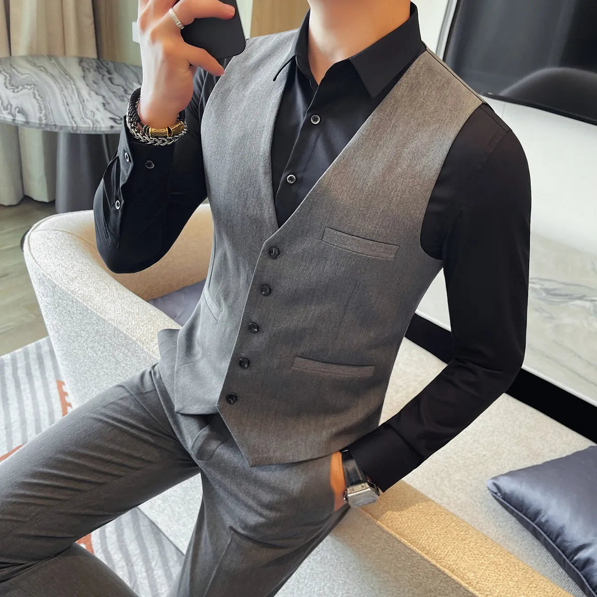 Slim Fit V-Neck Waistcoat