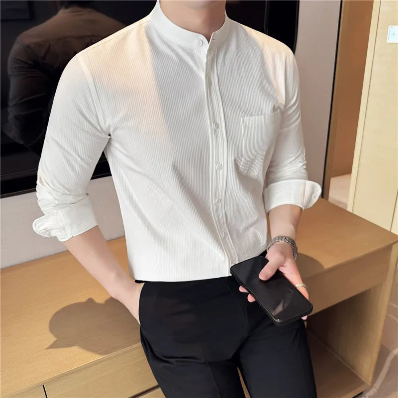 Slim Fit Striped Long-Sleeve Shirt