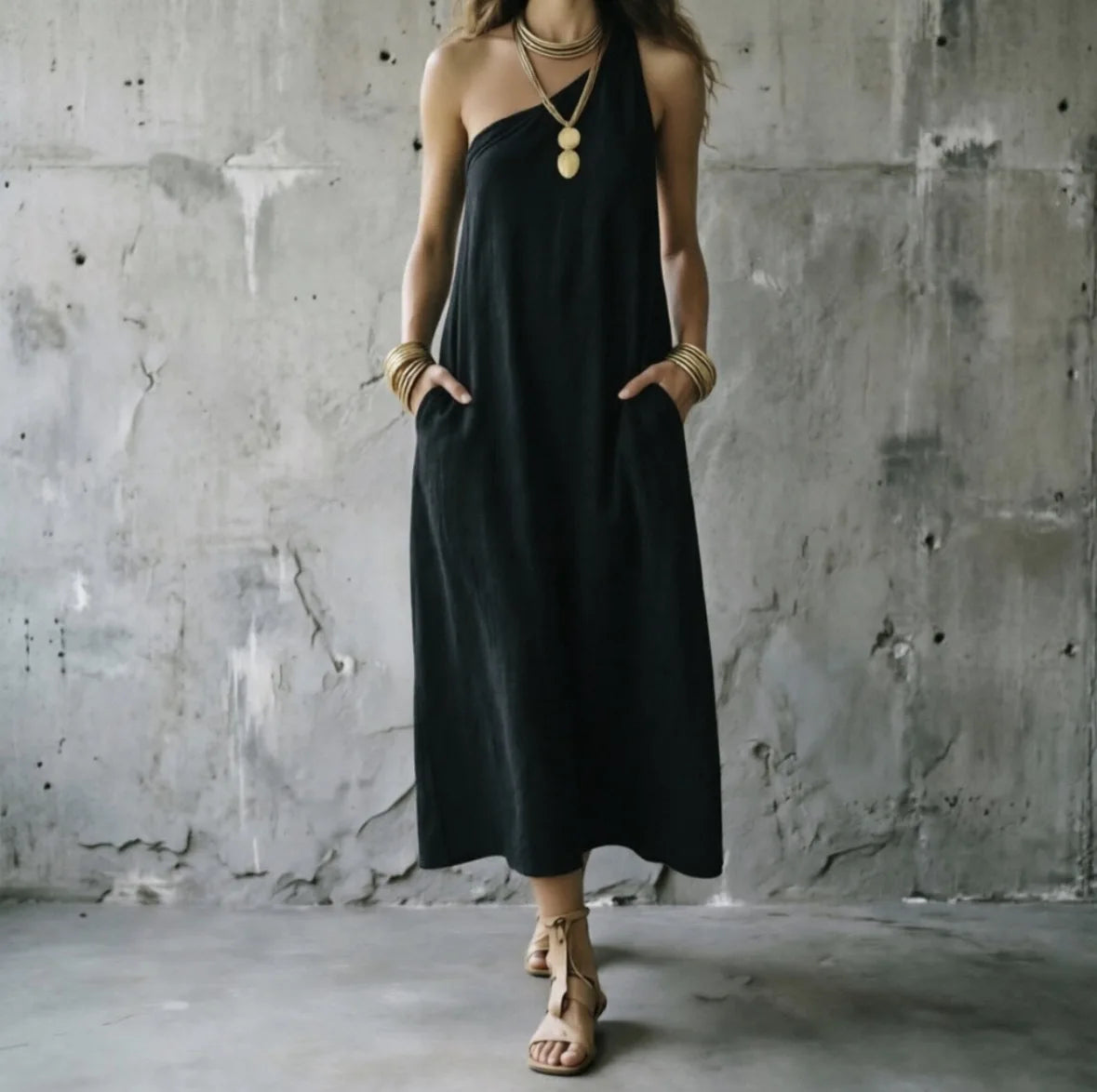 Women's One Shoulder Maxi Dress