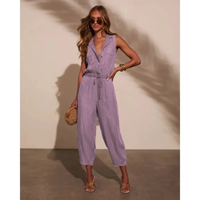 Women's Casual Drawstring Jumpsuit