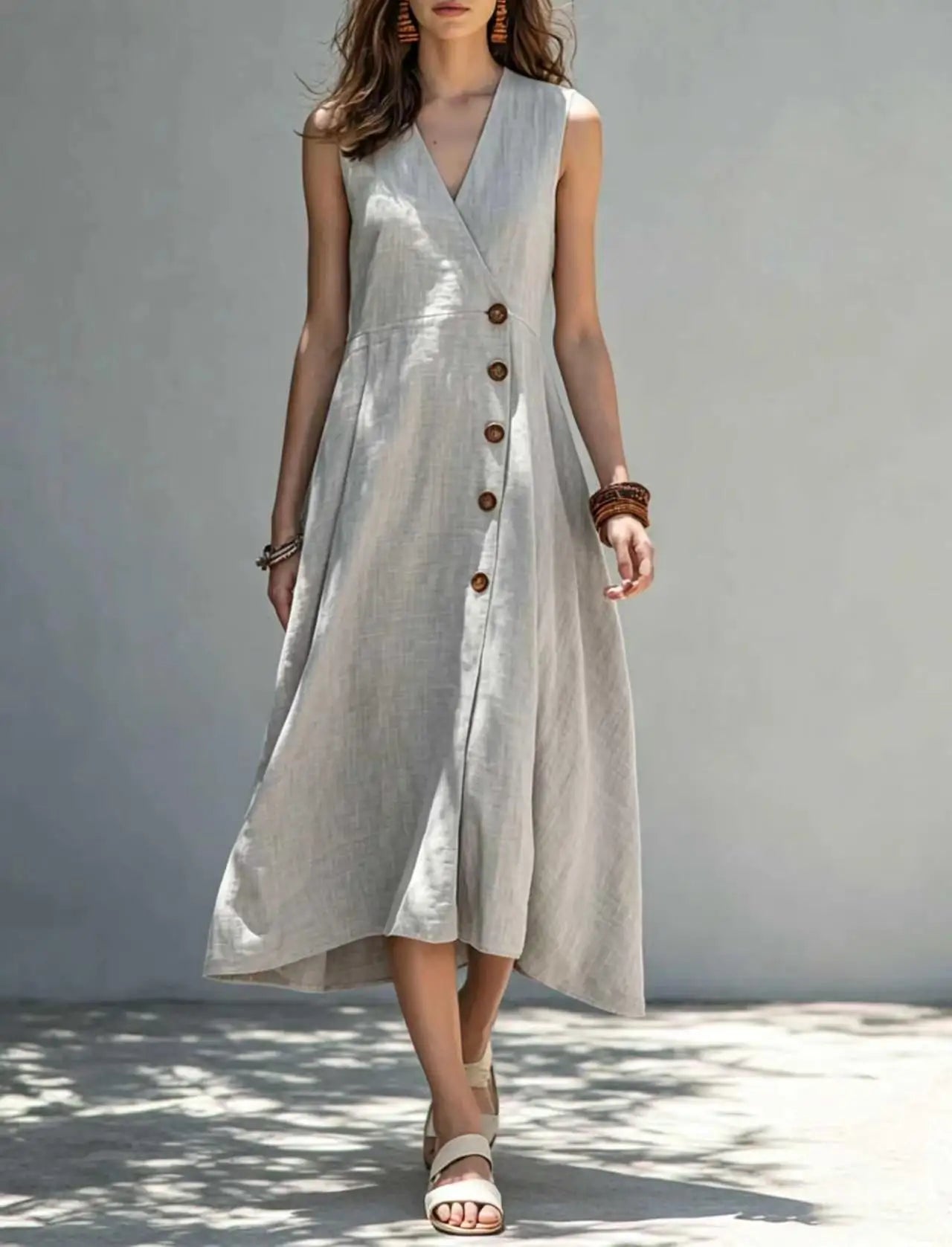 Women's Asymmetrical Button Maxi Dress