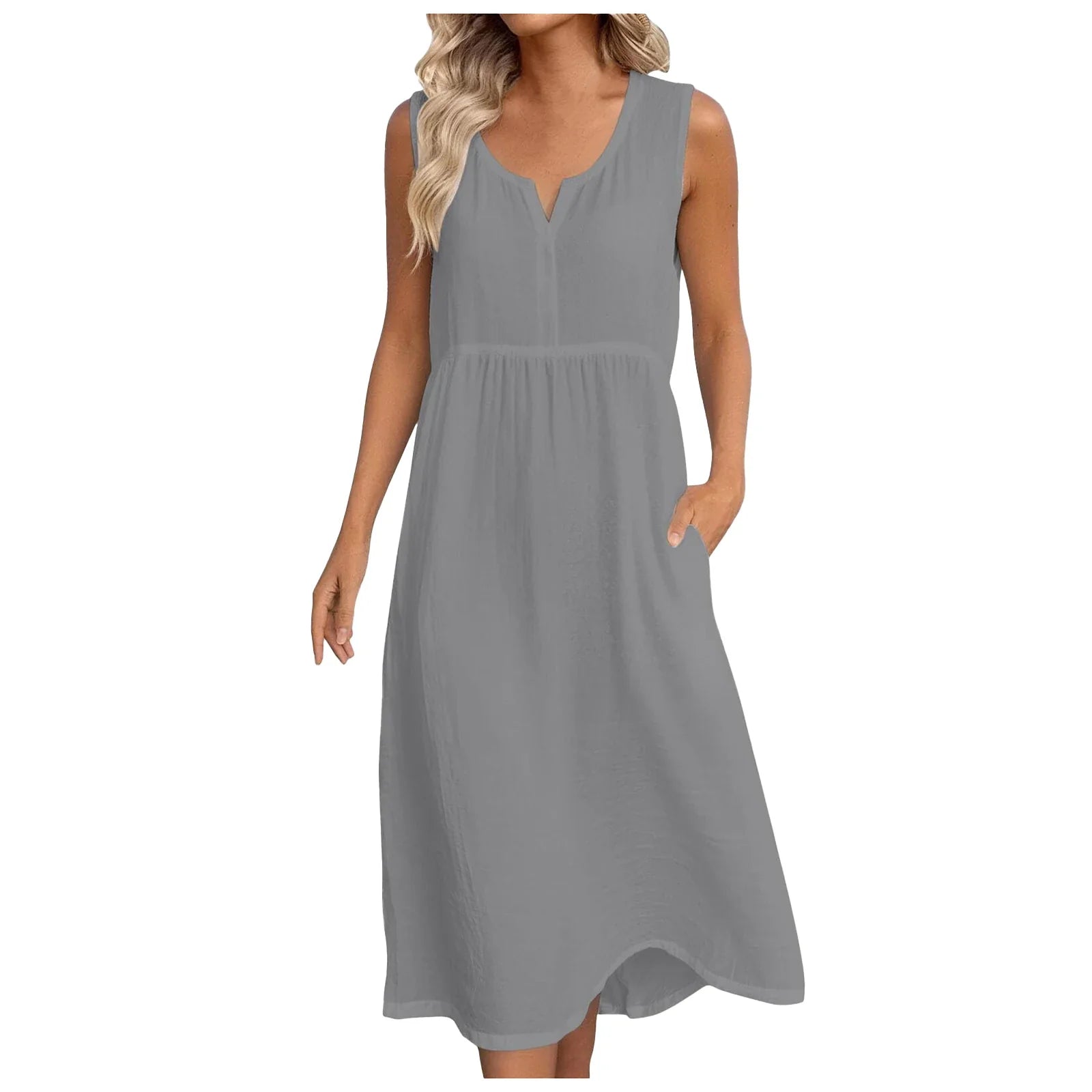 Women's Notch Neck Midi Dress