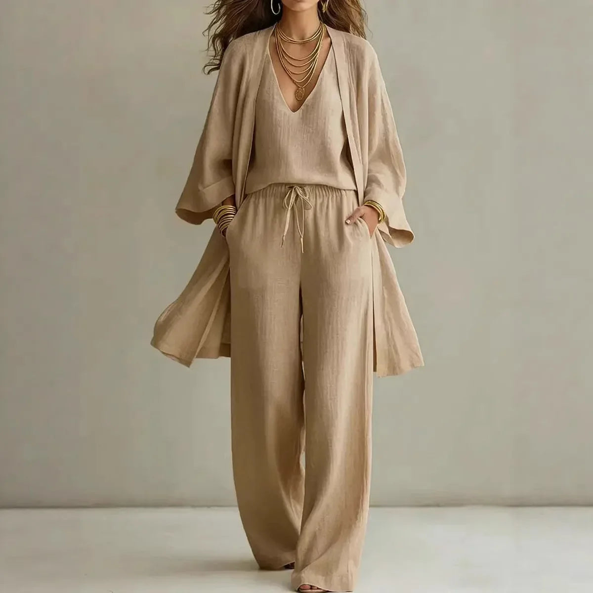 Women's Linen 3 Piece Co-ord Set