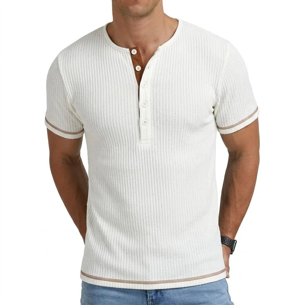 Women's Ribbed Henley T Shirt