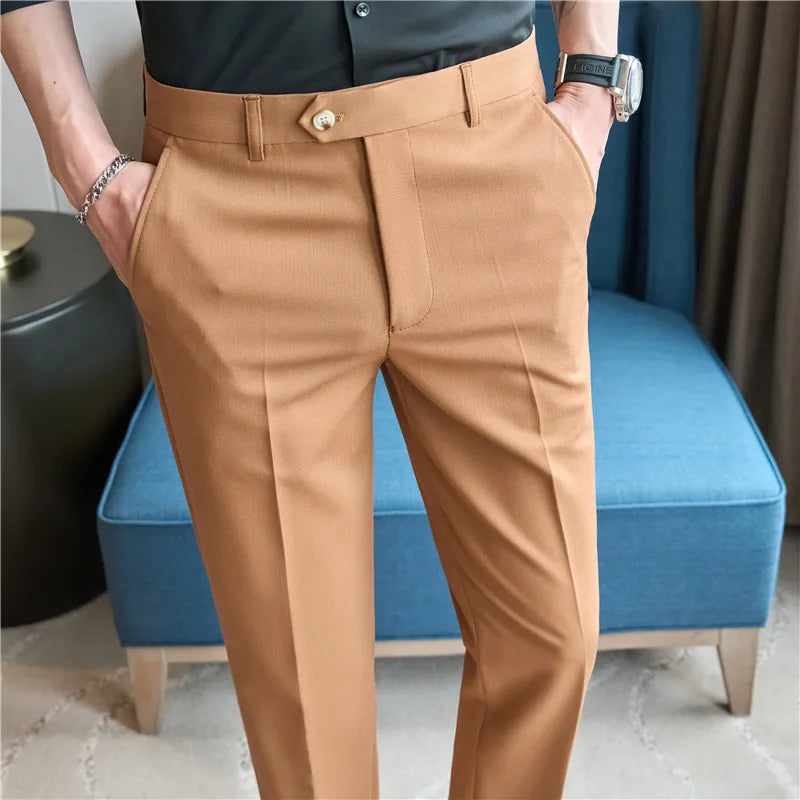 Slim Fit Striped Suit Trousers
