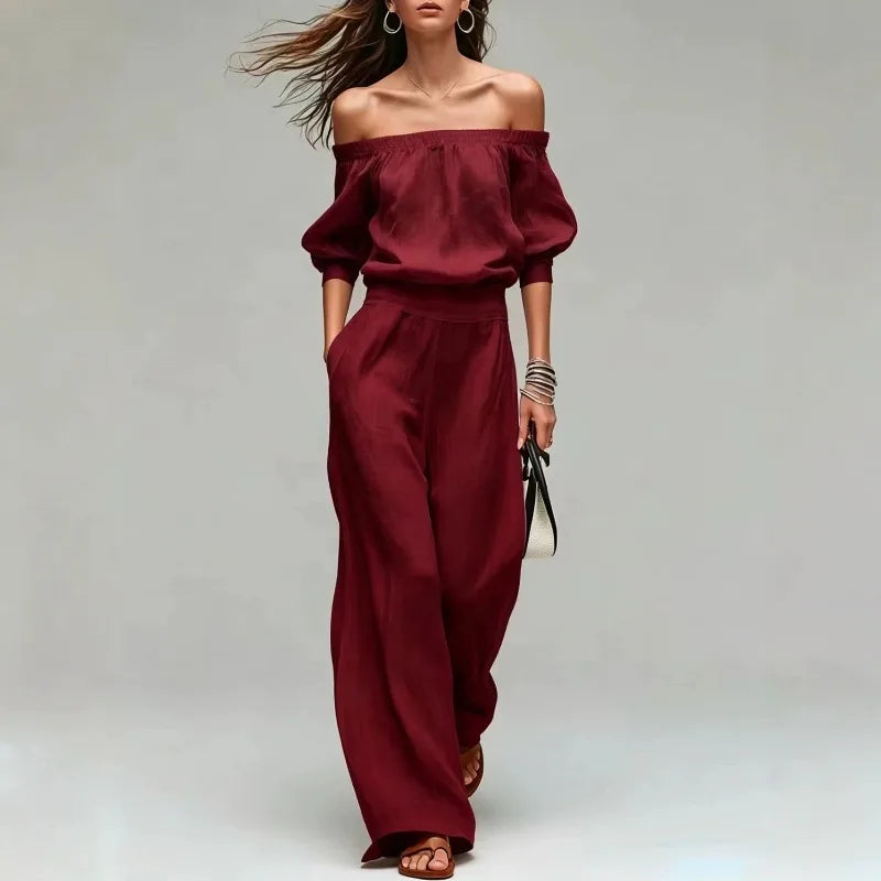 Women's Off Shoulder Two-Piece Set