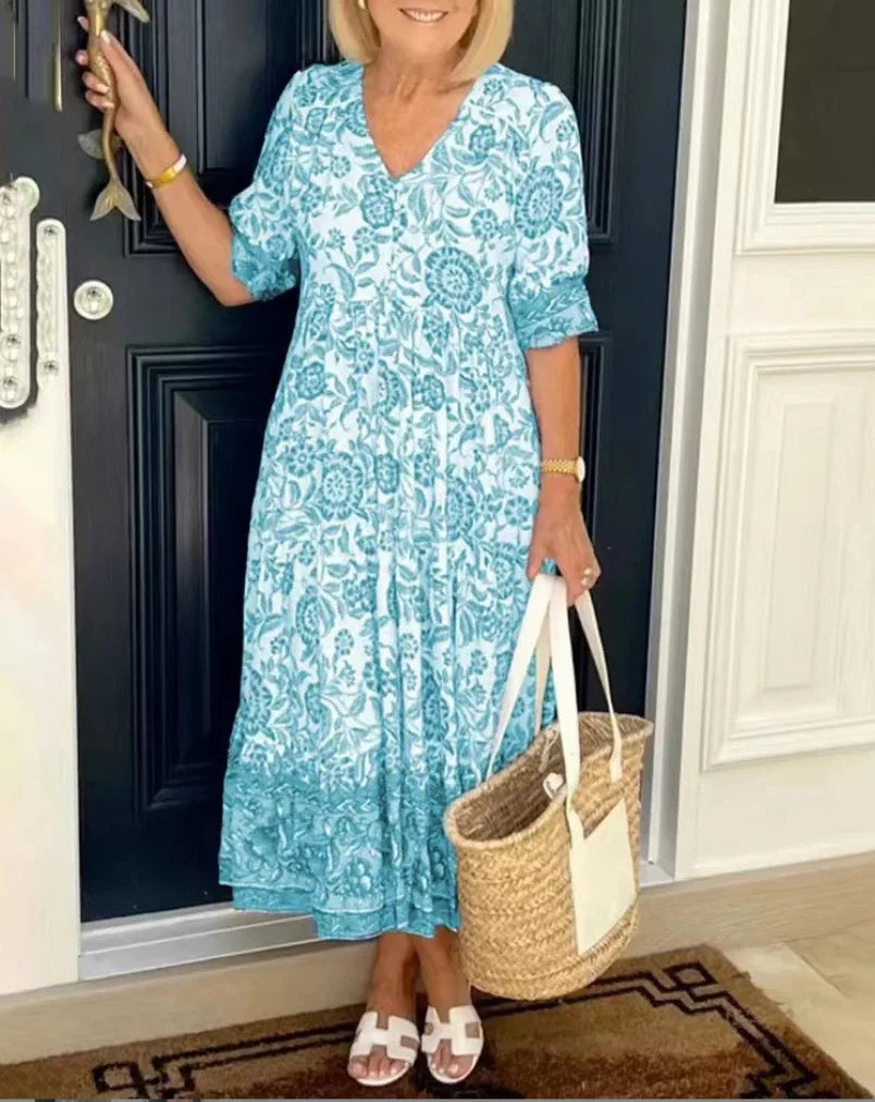 Women's Floral Tie Dye Maxi Dress