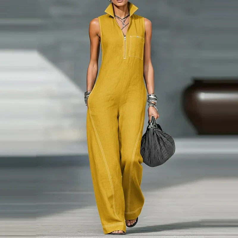 Women's Sleeveless Wide Leg Jumpsuit