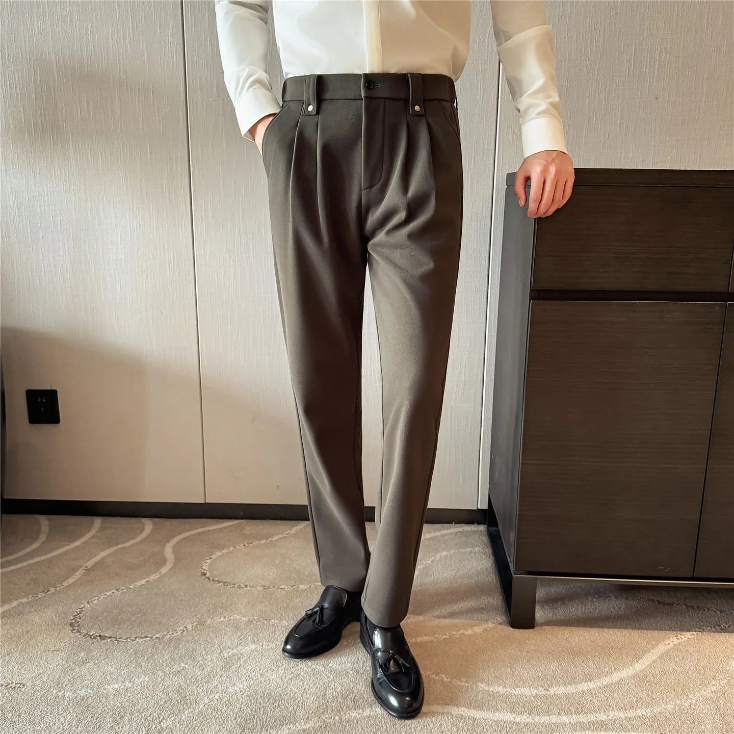 Slim Fit Wool Suit Trousers