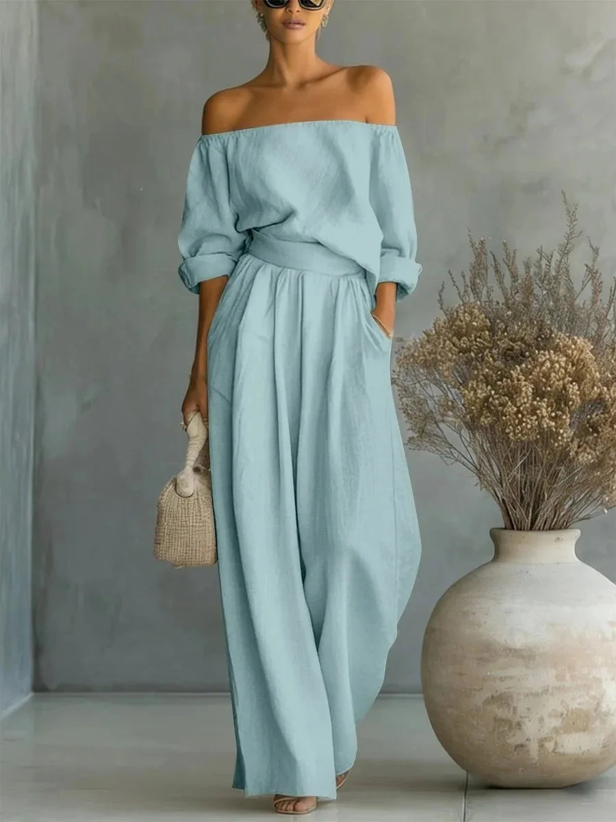 Women's Off Shoulder Trouser Set