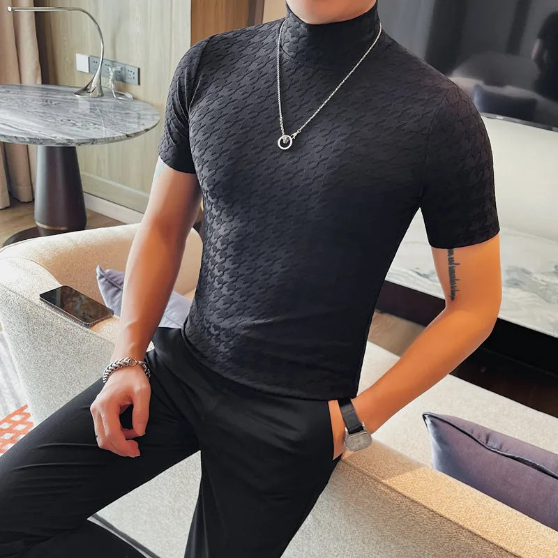Slim Fit Short-Sleeve Turtleneck T-Shirt