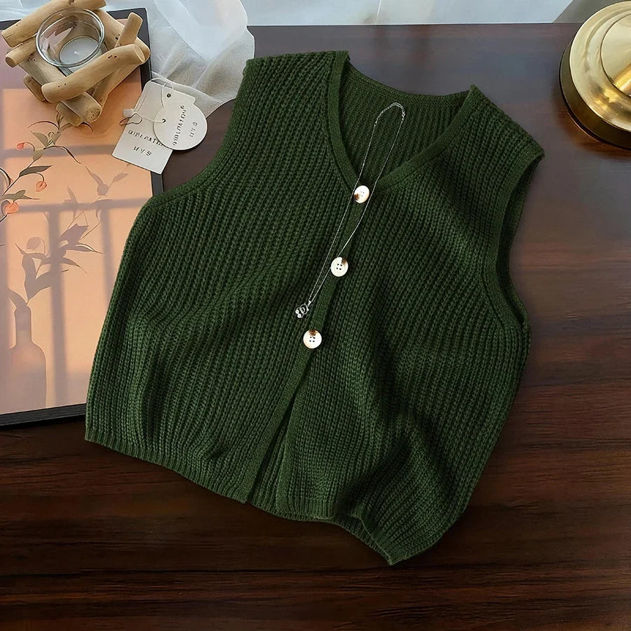 Women's Sleeveless V Neck Cardigan