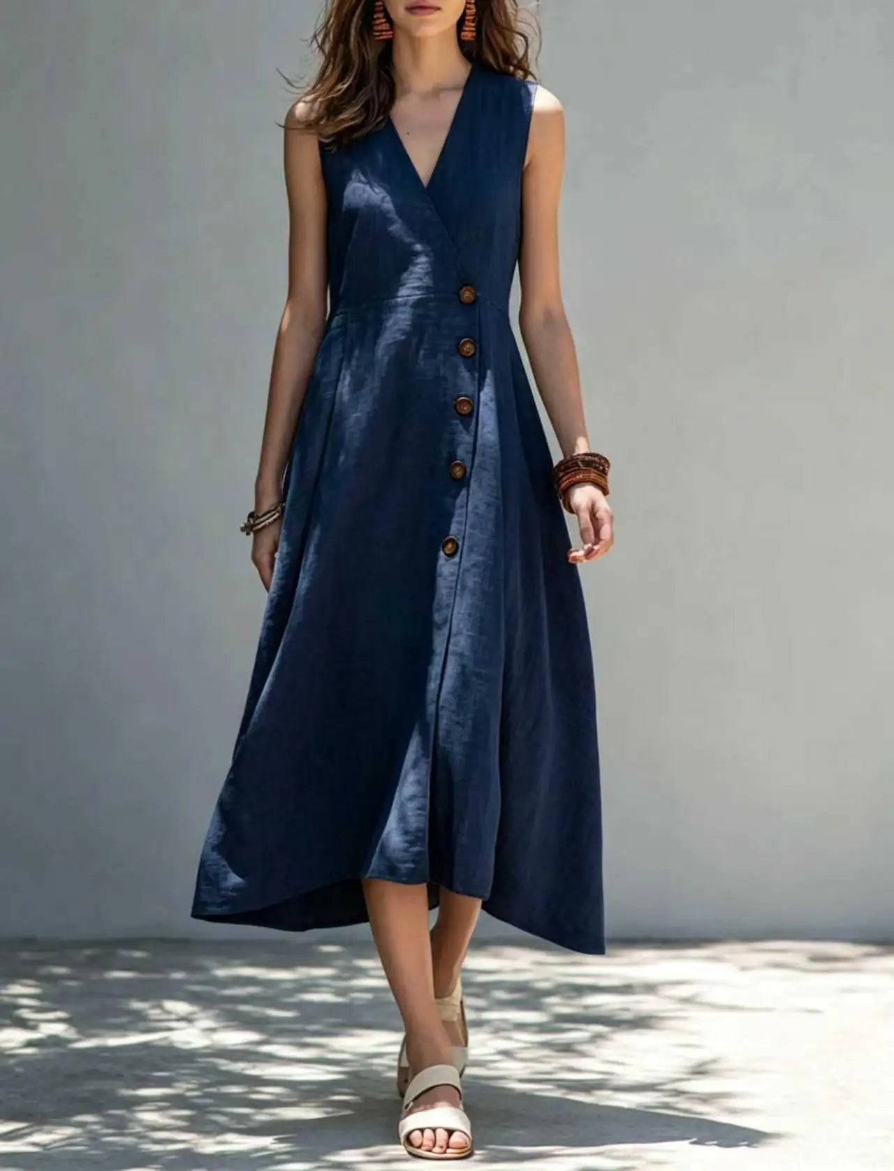 Women's Asymmetrical Button Maxi Dress