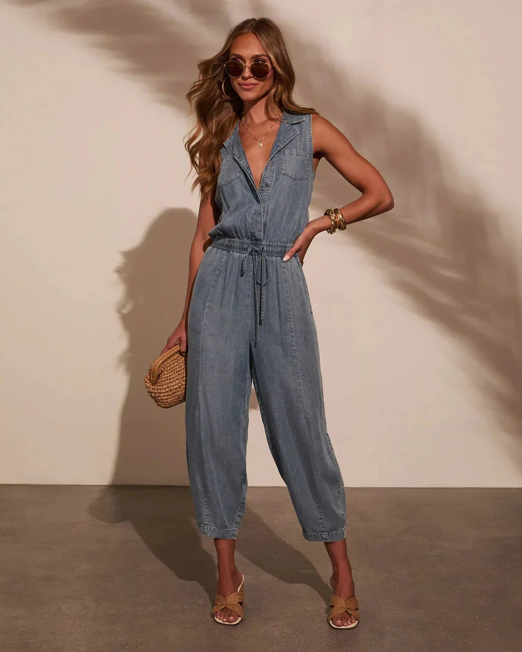 Women's Casual Drawstring Jumpsuit