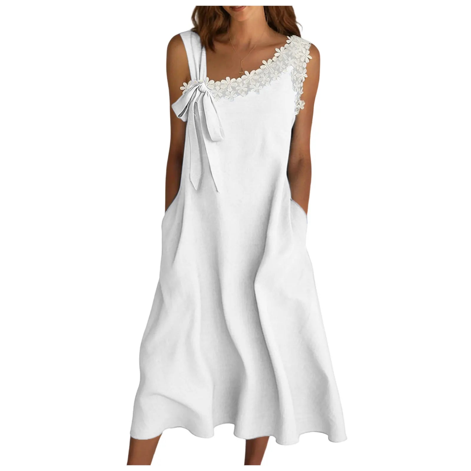 Women's Casual Pocket Midi Dress