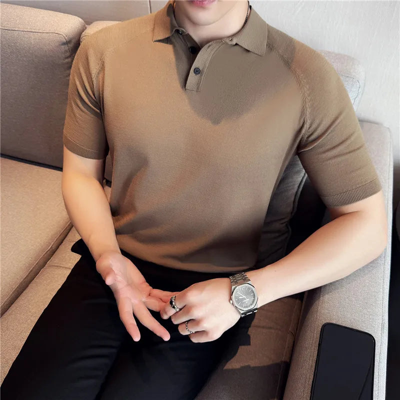 Silk Short-Sleeve Polo Shirt
