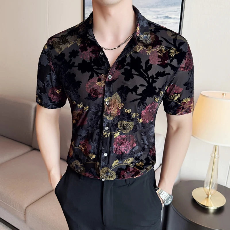 Slim Fit Floral Short-Sleeve Shirt
