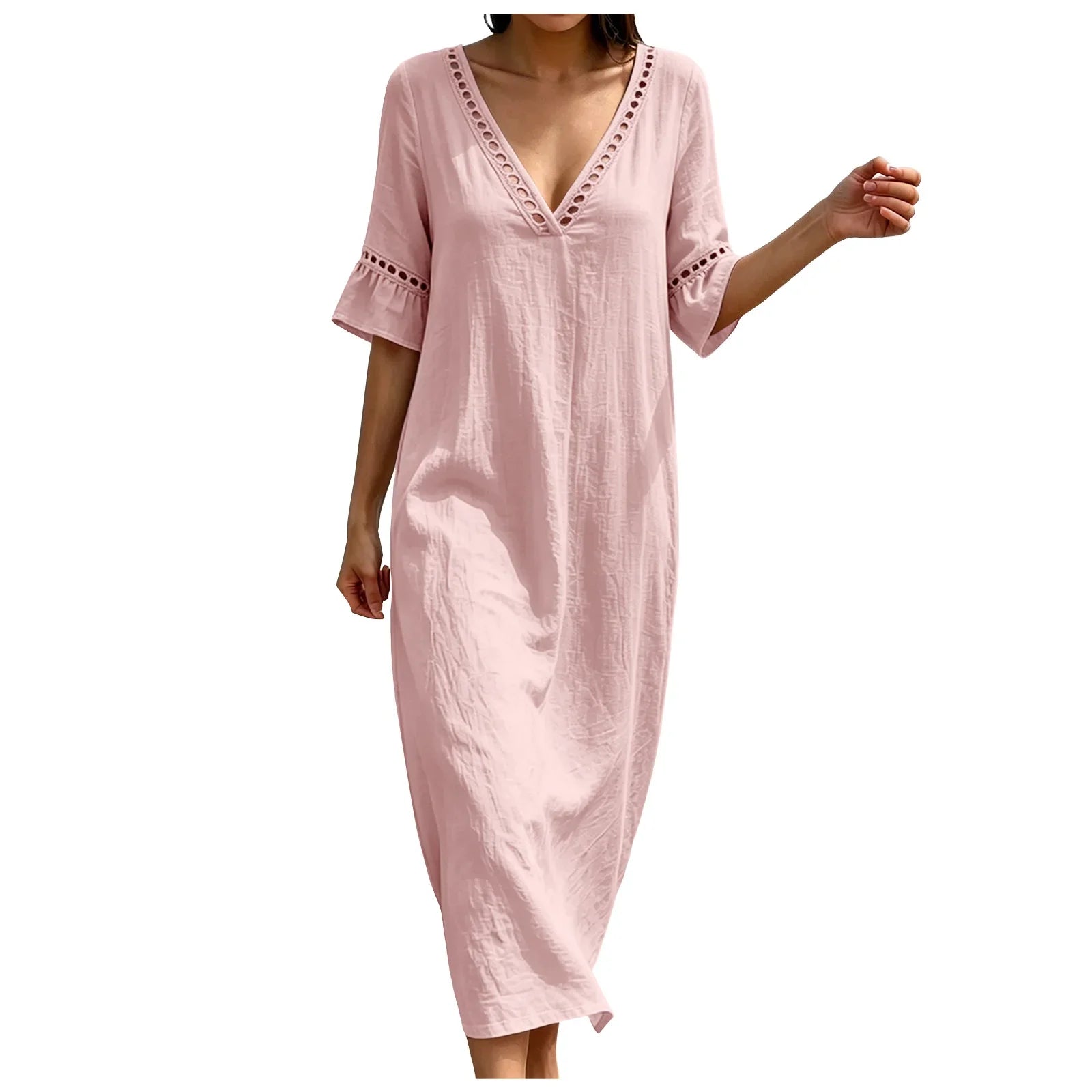 Women's V Neck Casual Maxi Dress