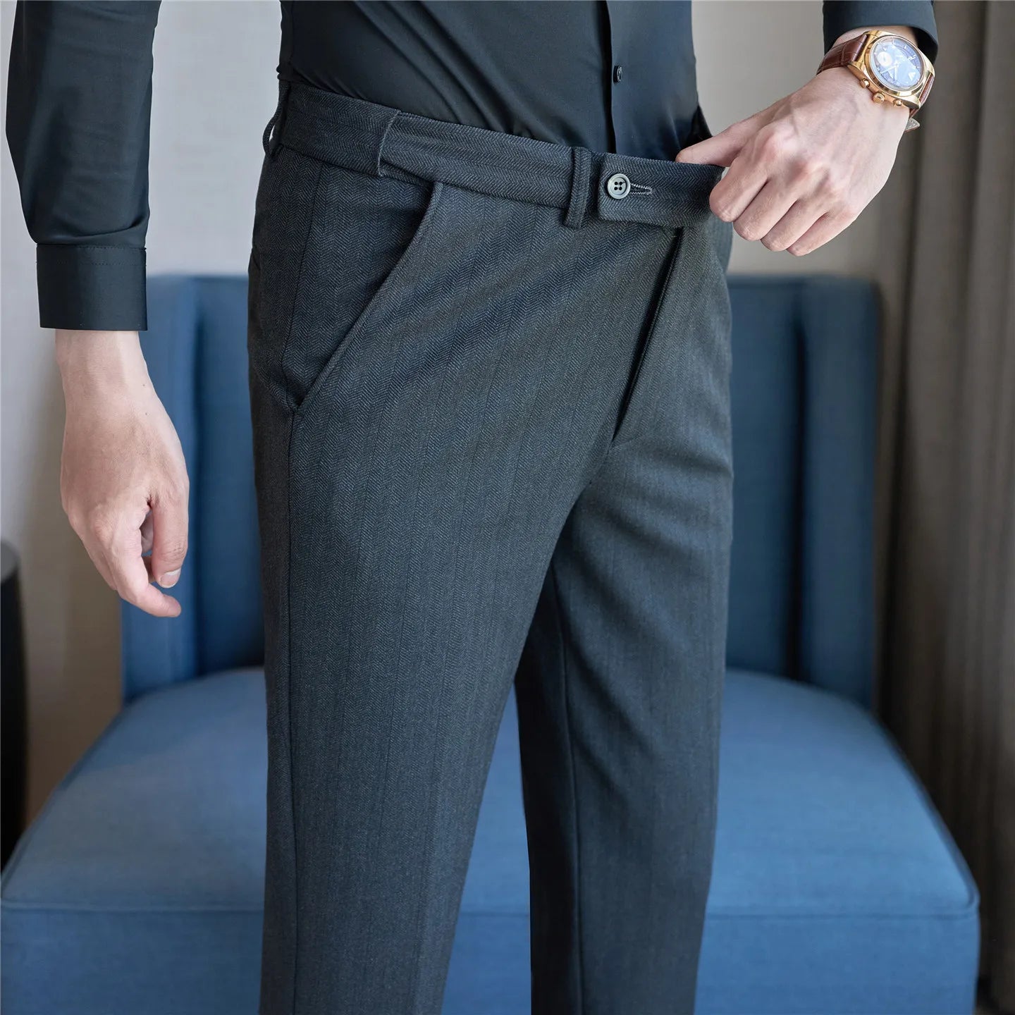 Slim Fit Wool Suit Trousers